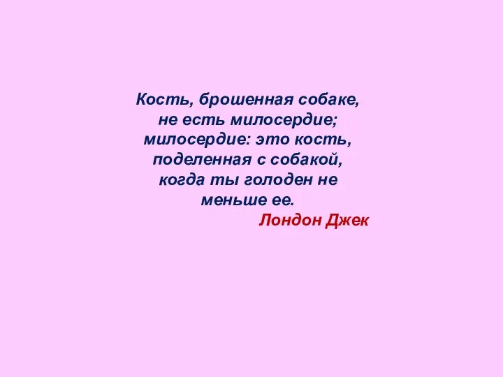 Кость, брошенная собаке, не есть милосердие; милосердие: это кость, поделенная с