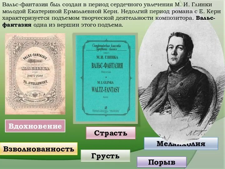 Вдохновение Страсть Меланхолия Грусть Порыв Вальс-фантазия был создан в период сердечного