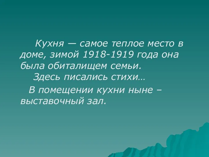 Кухня — самое теплое место в доме, зимой 1918-1919 года она