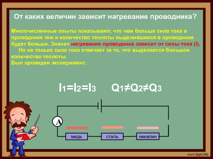 От каких величин зависит нагревание проводника? Многочисленные опыты показывают, что чем