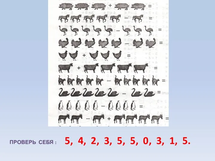 ПРОВЕРЬ СЕБЯ : 5, 4, 2, 3, 5, 5, 0, 3, 1, 5.