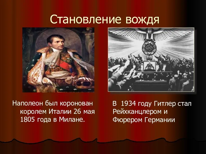 Становление вождя Наполеон был коронован королем Италии 26 мая 1805 года