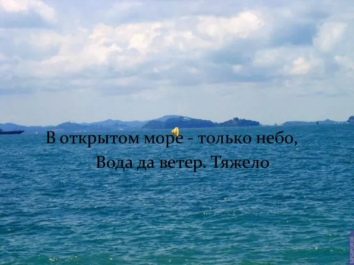 В открытом море - только небо, Вода да ветер. Тяжело