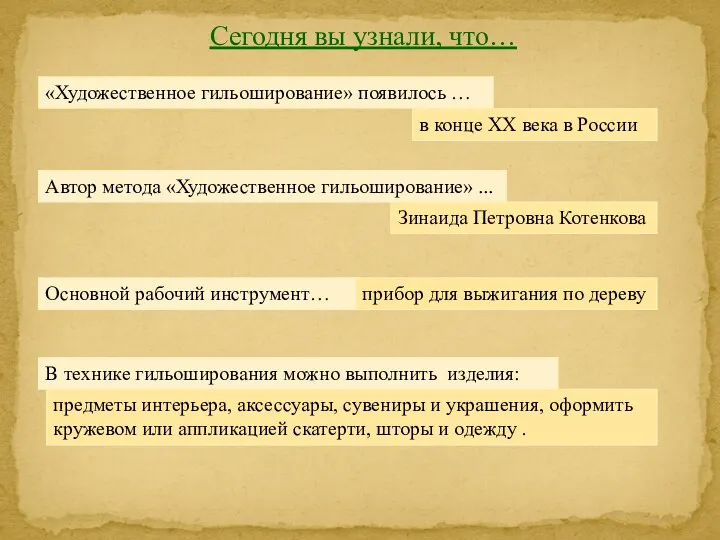 Сегодня вы узнали, что… «Художественное гильоширование» появилось … в конце ХХ