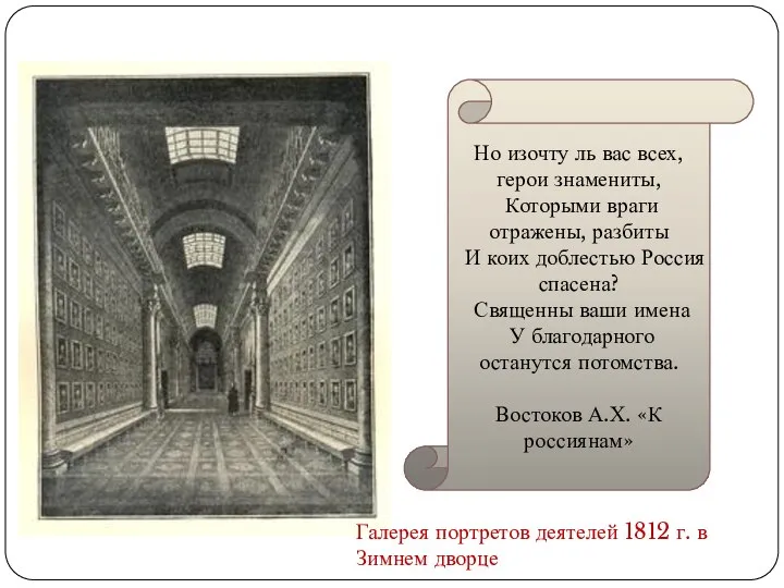 России верные сыны Галерея портретов деятелей 1812 г. в Зимнем дворце