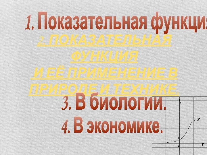 2. ПОКАЗАТЕЛЬНАЯ ФУНКЦИЯ И ЕЁ ПРИМЕНЕНИЕ В ПРИРОДЕ И ТЕХНИКЕ. 1.