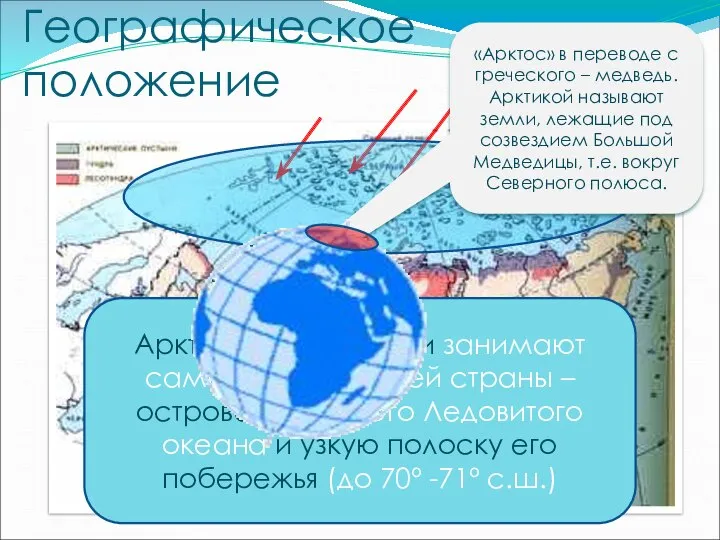 Географическое положение Арктические пустыни занимают самый север нашей страны – острова