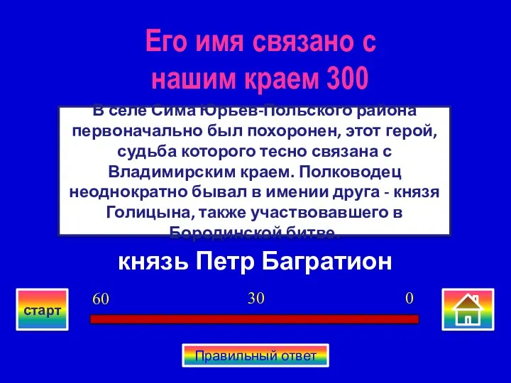 князь Петр Багратион В селе Сима Юрьев-Польского района первоначально был похоронен,