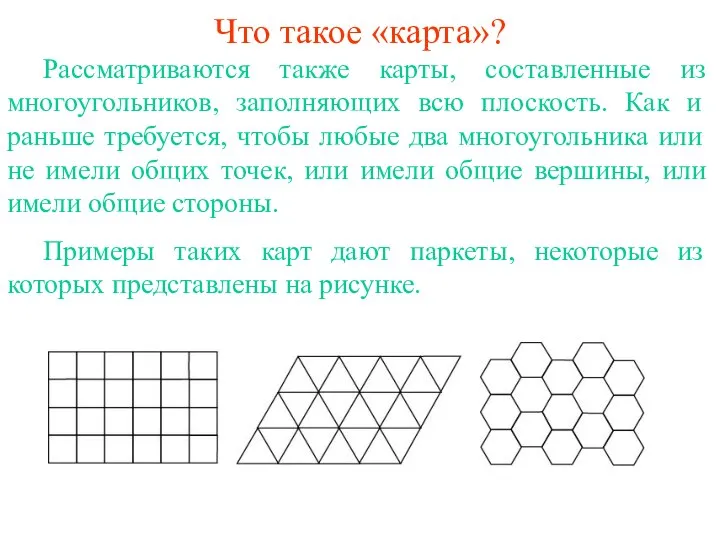 Что такое «карта»? Рассматриваются также карты, составленные из многоугольников, заполняющих всю