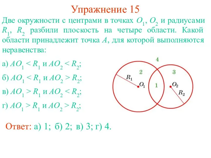 Упражнение 15 Две окружности с центрами в точках O1, O2 и