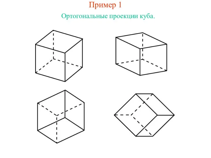 Пример 1 Ортогональные проекции куба.