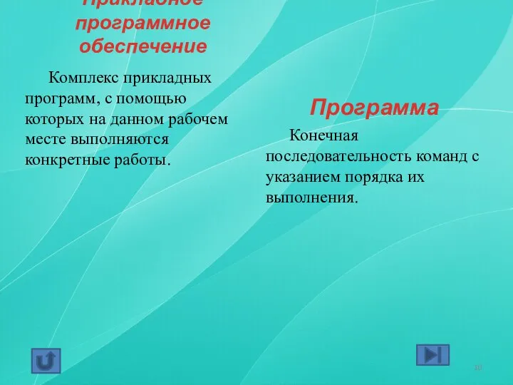 Прикладное программное обеспечение Комплекс прикладных программ, с помощью которых на данном