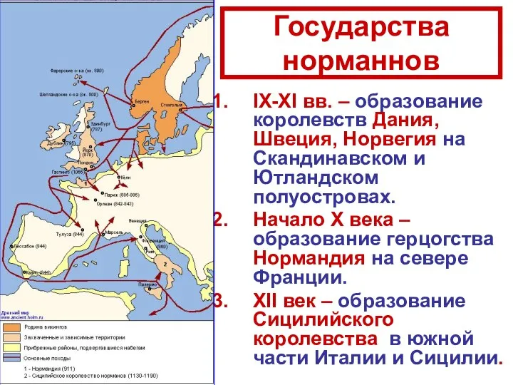 Государства норманнов IX-XI вв. – образование королевств Дания, Швеция, Норвегия на