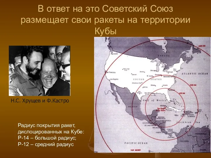 В ответ на это Советский Союз размещает свои ракеты на территории