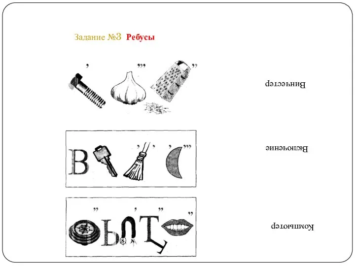 Задание №3 Ребусы Винчестер Включение Компьютер