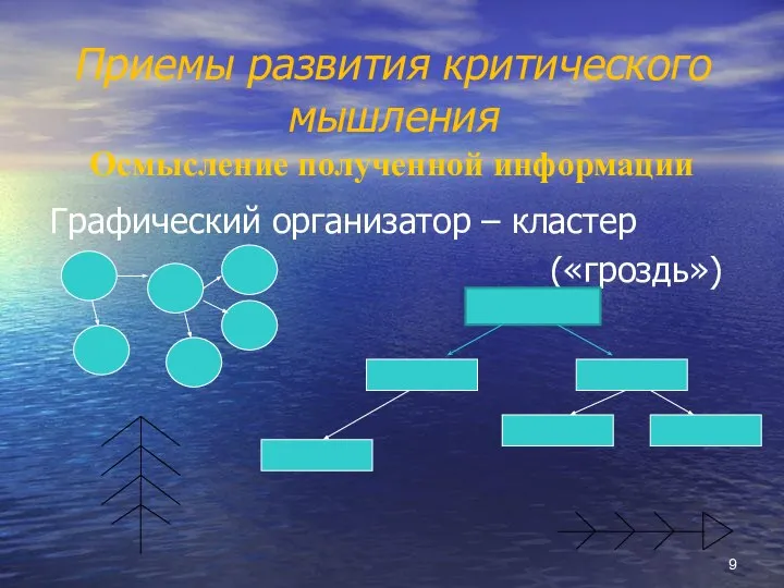 Приемы развития критического мышления Осмысление полученной информации Графический организатор – кластер («гроздь»)