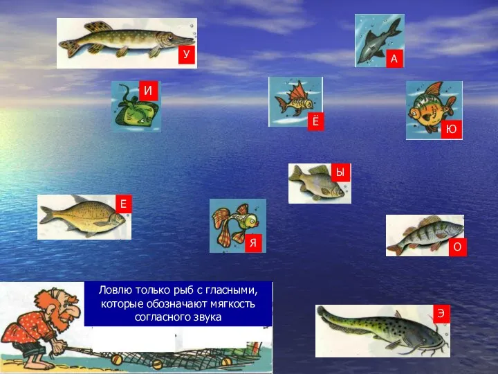 Ловлю только рыб с гласными, которые обозначают мягкость согласного звука О