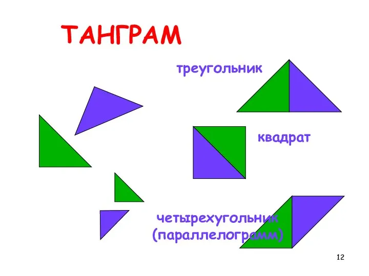 ТАНГРАМ треугольник квадрат четырехугольник (параллелограмм)