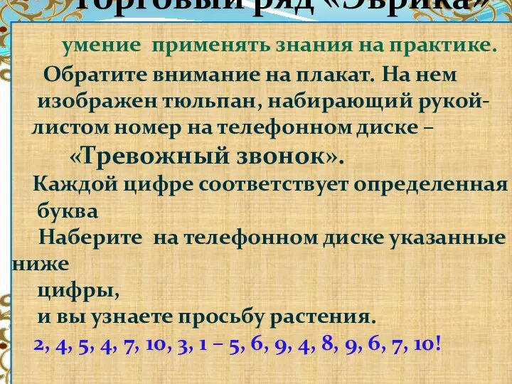 Торговый ряд «Эврика» умение применять знания на практике. Обратите внимание на