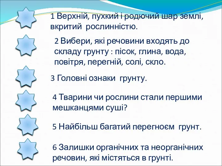 1 Верхній, пухкий і родючий шар землі, вкритий рослинністю. 2 Вибери,