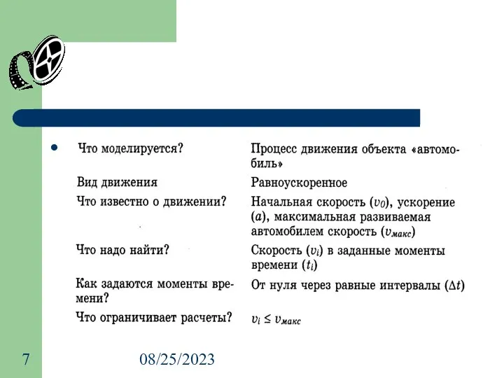 08/25/2023 Задача №2 Движение автомобиля.