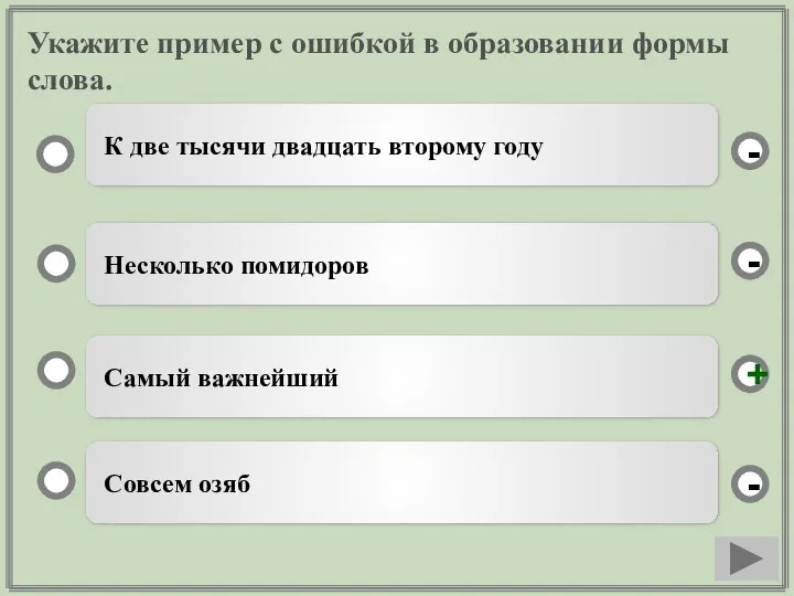 Укажите пример с ошибкой в образовании формы слова. Самый важнейший Несколько