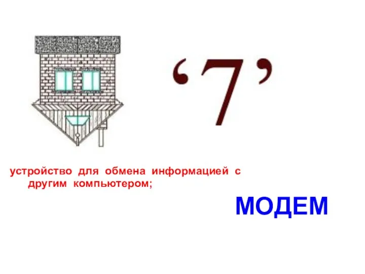 МОДЕМ устройство для обмена информацией с другим компьютером;