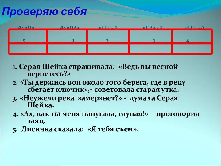 Проверяю себя А: «П». А: «П?» «П», - а. «П?» -