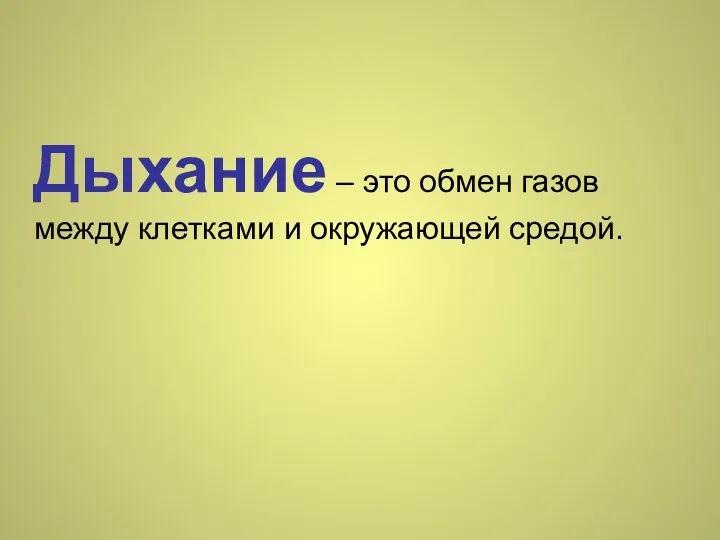 Дыхание – это обмен газов между клетками и окружающей средой.