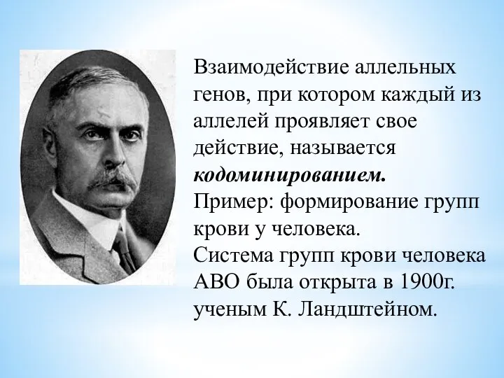 Взаимодействие аллельных генов, при котором каждый из аллелей проявляет свое действие,