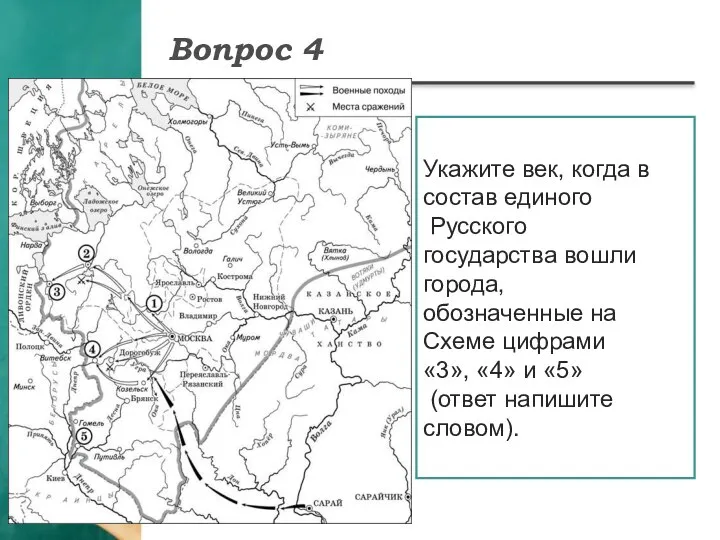 Вопрос 4 Укажите век, когда в состав единого Русского государства вошли