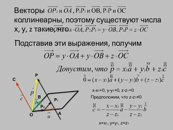 Векторы коллинеарны, поэтому существуют числа х, у, z такие, что .