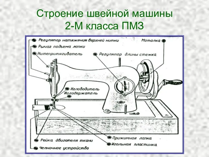 Строение швейной машины 2-М класса ПМЗ