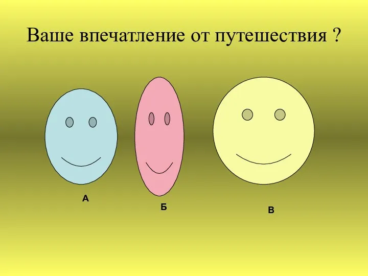 Ваше впечатление от путешествия ? А Б В