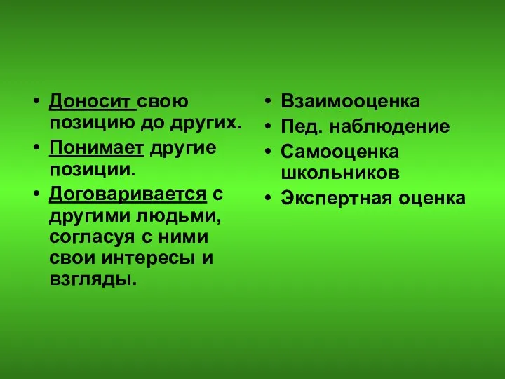 Доносит свою позицию до других. Понимает другие позиции. Договаривается с другими