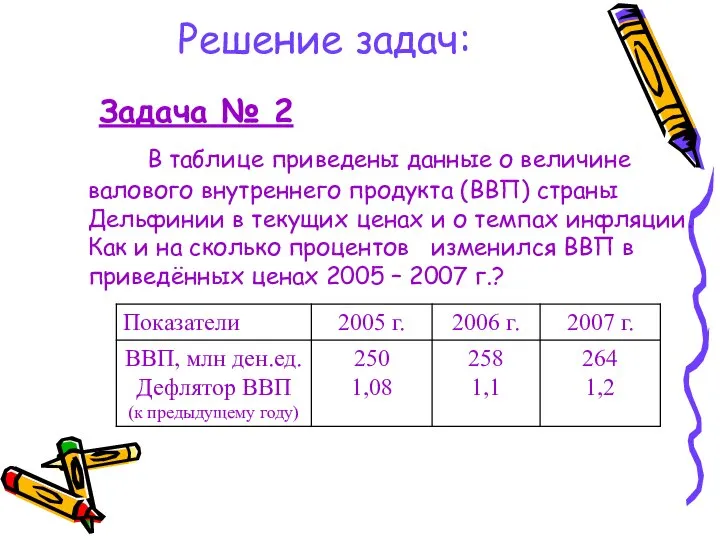 Решение задач: Задача № 2 В таблице приведены данные о величине