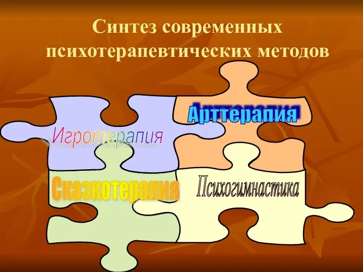 Синтез современных психотерапевтических методов Игротерапия Арттерапия Психогимнастика Сказкотерапия