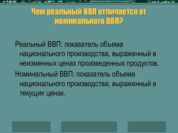 Чем реальный ВВП отличается от номинального ВВП? Реальный ВВП: показатель объема