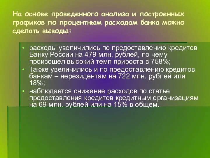 На основе проведенного анализа и построенных графиков по процентным расходам банка