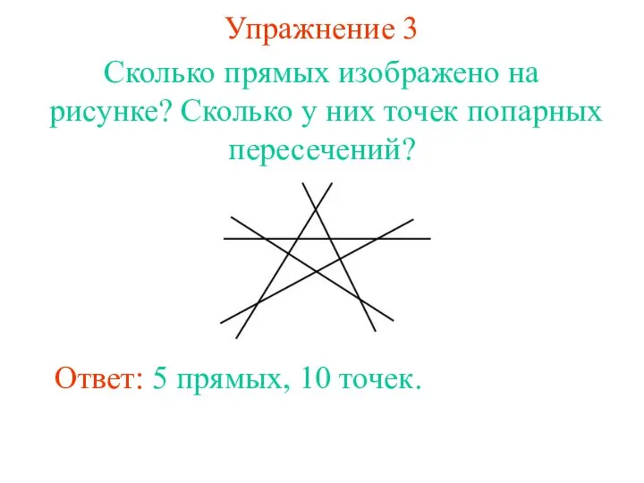 Упражнение 3 Сколько прямых изображено на рисунке? Сколько у них точек