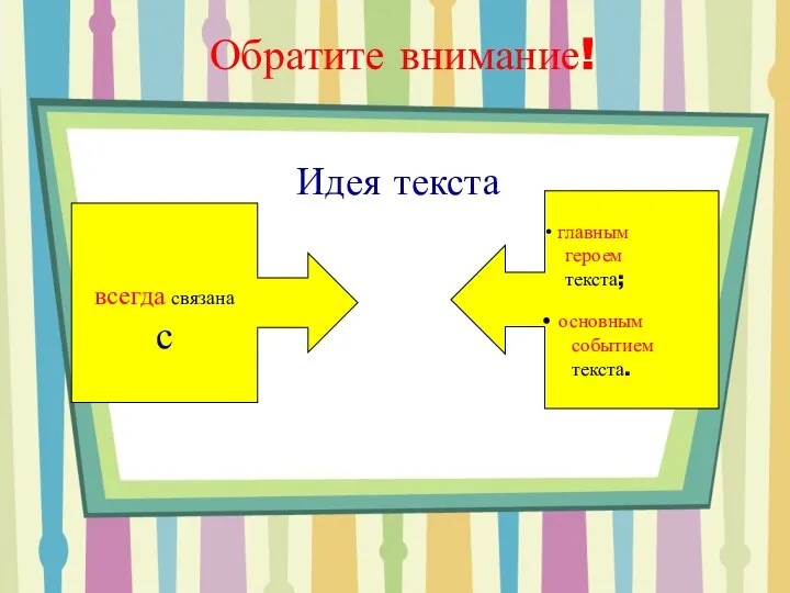 Обратите внимание! Идея текста всегда связана с главным героем текста; основным событием текста.