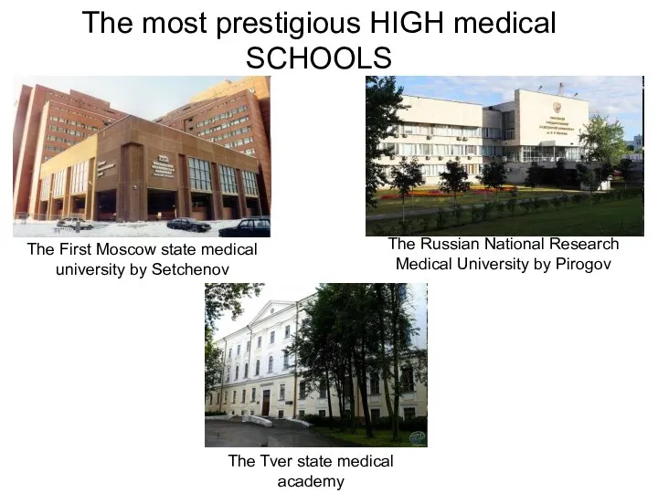 The First Moscow state medical university by Setchenov The Russian National
