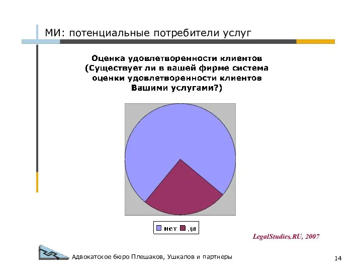 Адвокатское бюро Плешаков, Ушкалов и партнеры МИ: потенциальные потребители услуг LegalStudies.RU, 2007