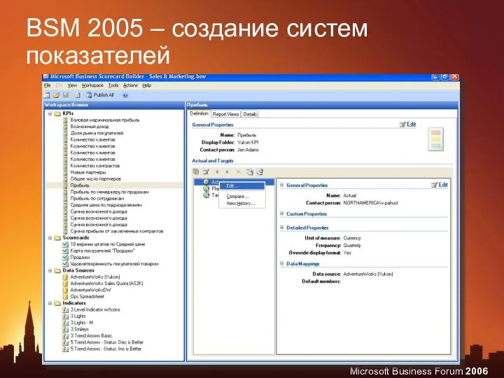 BSM 2005 – создание систем показателей