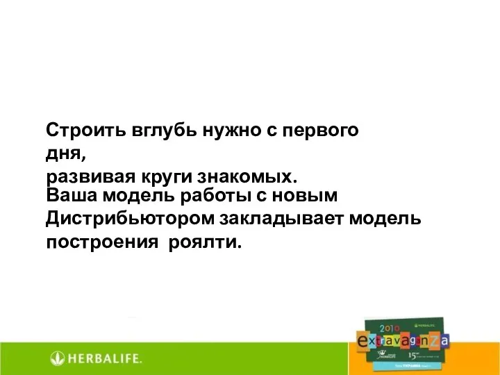 Строить вглубь нужно с первого дня, развивая круги знакомых. Ваша модель