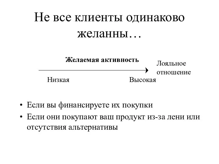 Не все клиенты одинаково желанны… Если вы финансируете их покупки Если