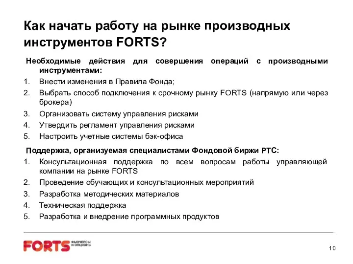 Необходимые действия для совершения операций с производными инструментами: Внести изменения в