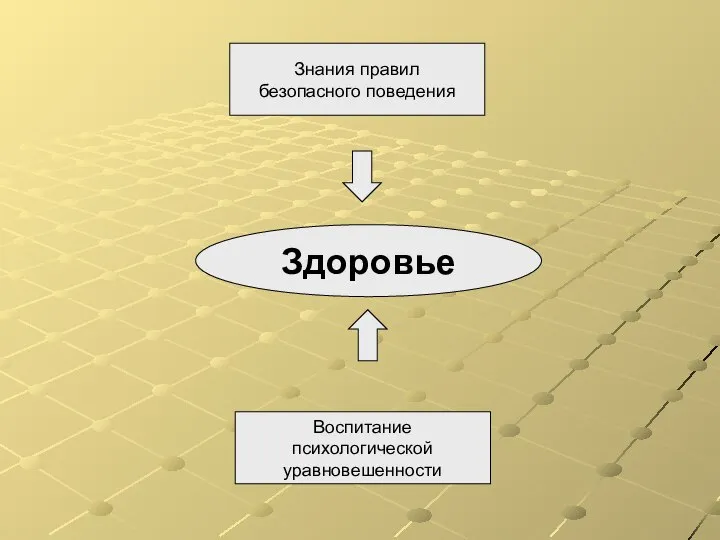 Здоровье Воспитание психологической уравновешенности Знания правил безопасного поведения