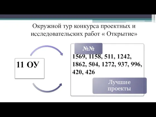 Окружной тур конкурса проектных и исследовательских работ « Открытие» 11 ОУ