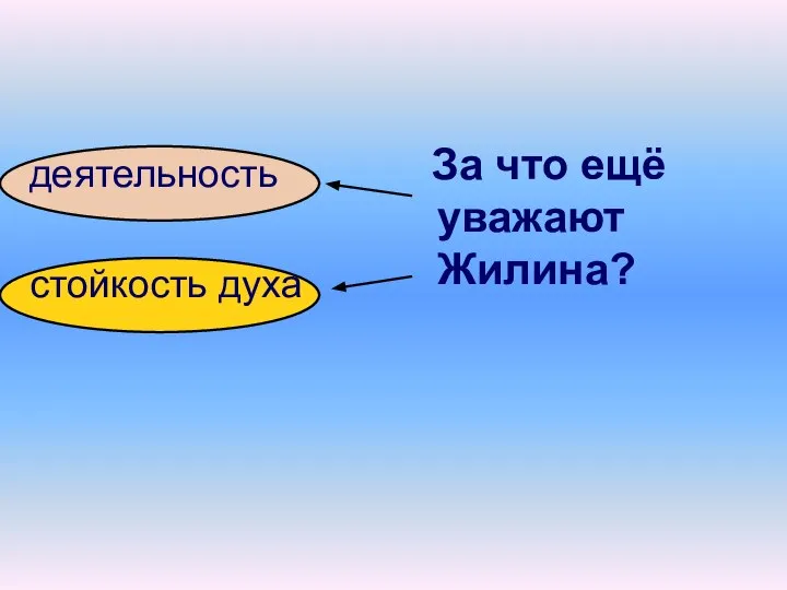 деятельность стойкость духа За что ещё уважают Жилина?